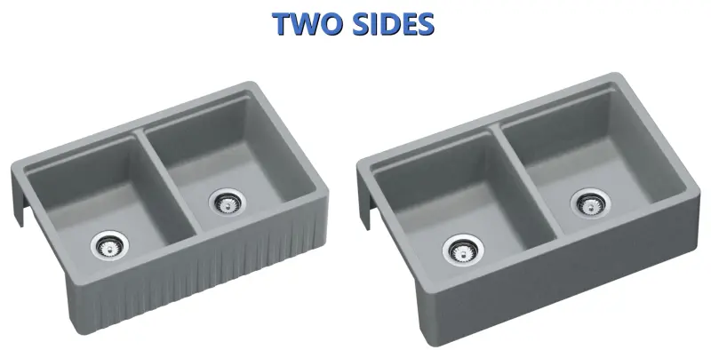 GraniteMy Tradition lantlig dubbel diskho med 2 sidor i granit 80x50cm vit för ovanpåliggande, undermonterad och planmonterad installation 1208953698