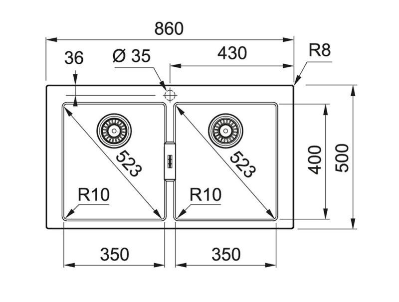 Franke Sirius 2 S2D 620 plast dubbel diskho svart överbyggnad 143.0634.552
