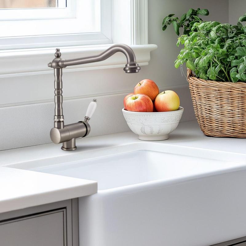 PB Vintage Nostalgisk köksblandare fönsterkran nedfällbar rostfritt stål 1208953757