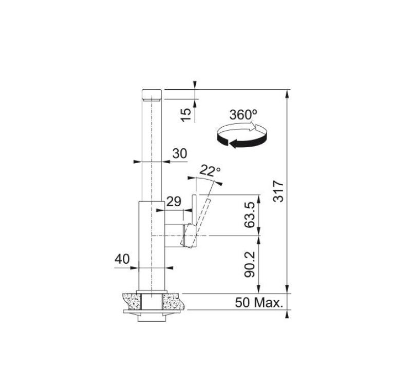 Franke massiv rostfritt stål kökskran Mythos med svängbar pip inox 115.0547.852