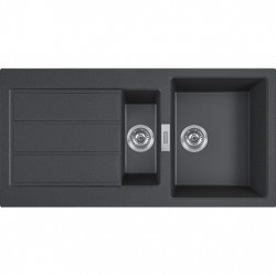 Franke Sirius 2 S2D 651 svart plast 1,5 en och en halv diskho med avrinning överbyggnad 100x50 143.0634.554