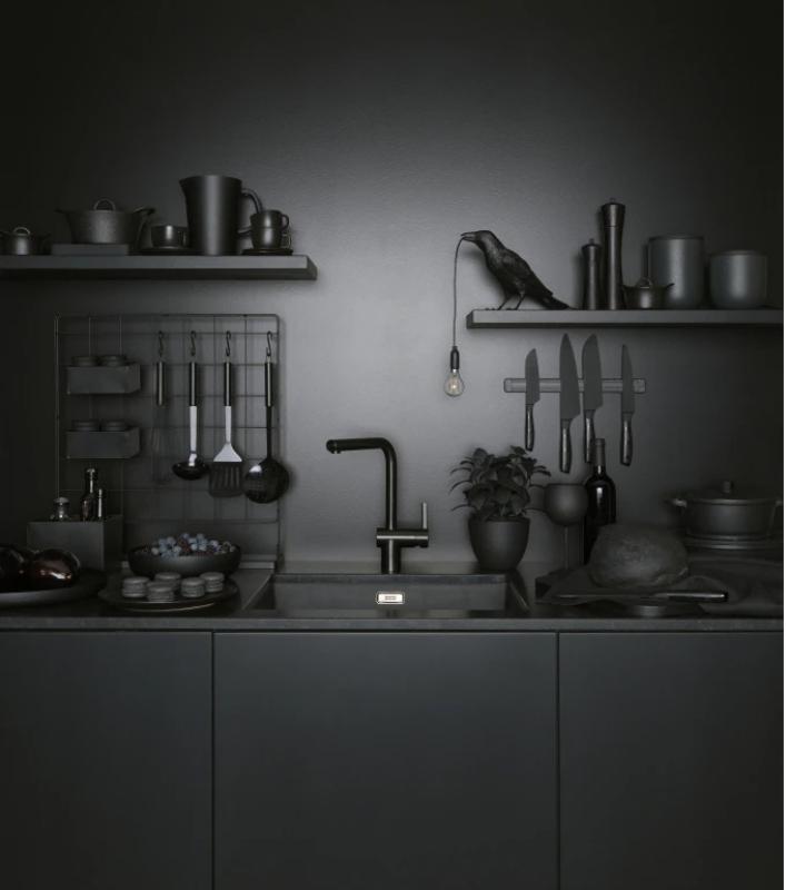 Franke borstad svart sensor Kökskran Atlas Neo svängbar pip 115.0625.525