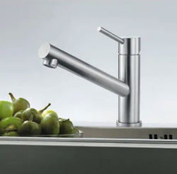 Franke Orbit massiv rostfritt stål låg köksblandare med svängbar pip inox 115.0569.290