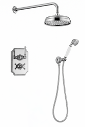 PB klassisk nostalgisk inbyggnadsduschset krom med handdusch och regndusch 225mm 1208953841