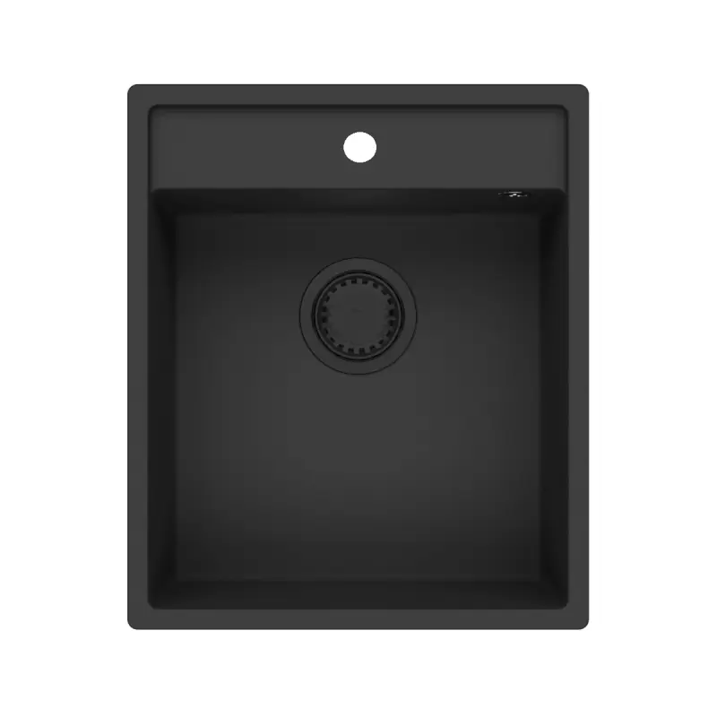 GraniteMy Bremen granitho diskbänk 44x52 cm svart ovanpåliggande undermontering och planmontering med kranhålsbänk 1208953870