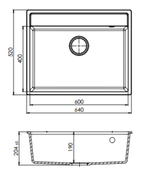 GraniteMy Bremen Granit Diskho 64x52 cm Svart – Infälld, Underlimmad och Planlimmad med Kranhålsbänk och Rostfri Propp 1208953873