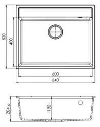 GraniteMy Bremen granitho diskbänk 64x52 cm svart ovanpåliggande, underlimmad och planmonterad med kranhålsbank 1208953874.