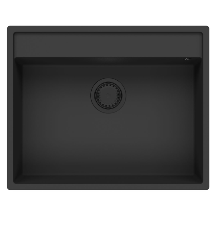 GraniteMy Bremen granit diskbänk 64x52 cm svart toppmontering, undermontering och planmontering med kranhålsbänk 1208953874