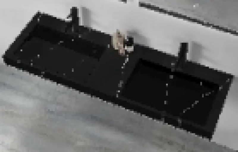 Solid-S Marble dubbla handfat solid surface svart marmor matt utan kranhål med solid lock B180xD45xH8 1208953889