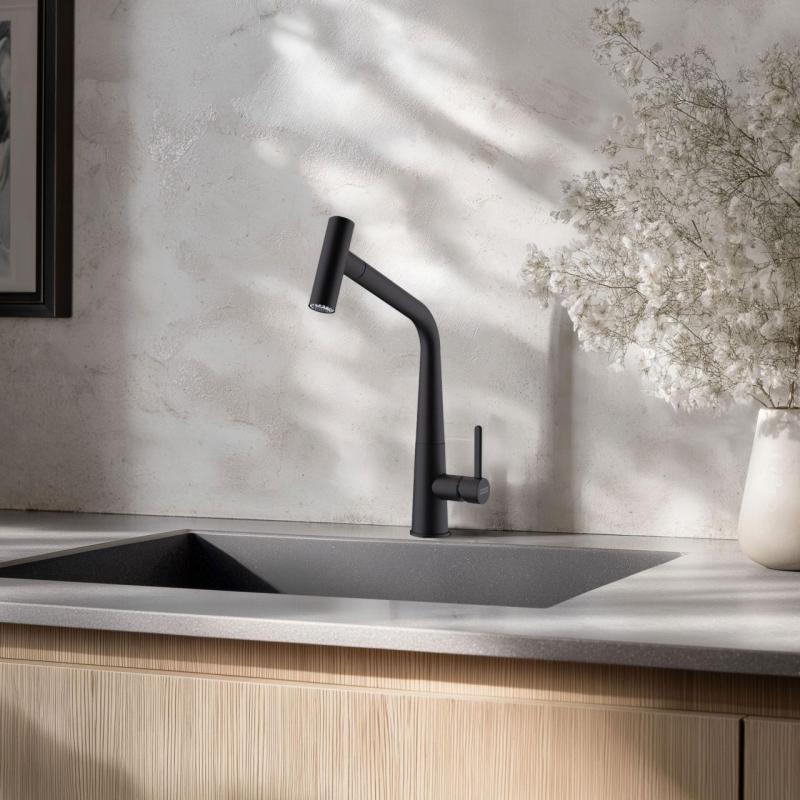 Franke Icon Kökskran matt svart med utdragbar pip 115.0625.190