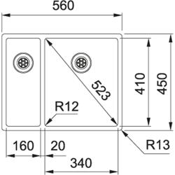 Franke Bolero plus R12 BXX 260 BR 1,5 en och en halv rostfri diskho planmontering 127.0455.331
