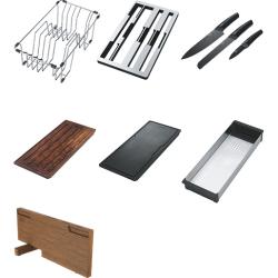 Franke Box Center BWX220-54-27 rostfri diskho vänster med skärbräda knivset och trådkorg 86x51cm 127.0587.643