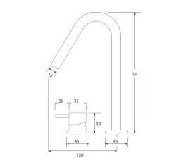 Waterrevolution Flow 2-håls tvättställsblandare krom med hög V 120mm pip T1122V01