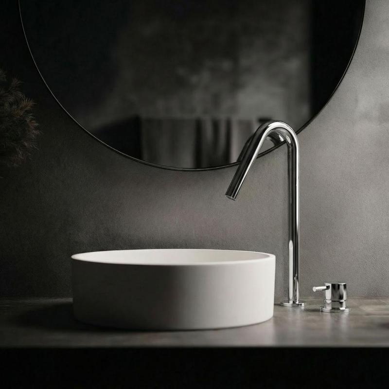 Waterrevolution Flow 2-håls tvättställsblandare krom med hög V 120mm pip T1122V01