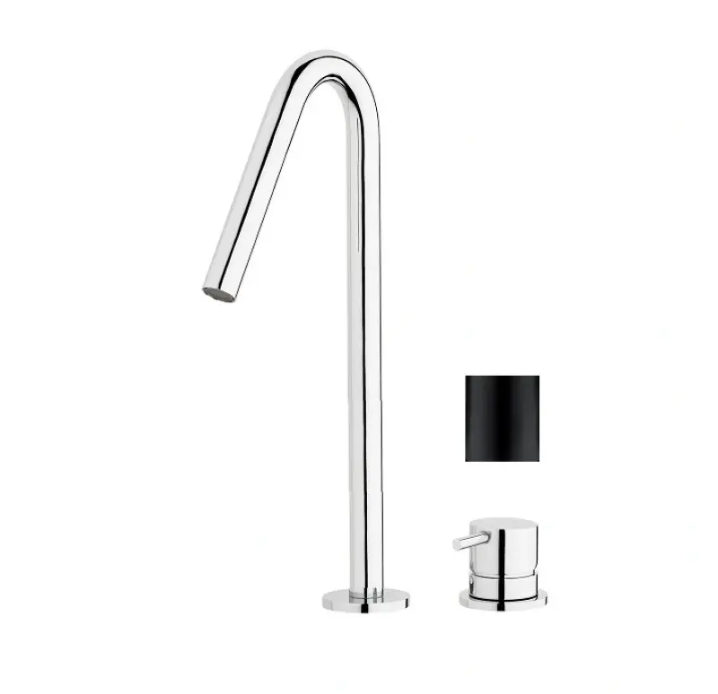 Waterevolution Flow 2-håls tvättställsblandare svart med hög V 120mm pip T1122VPR