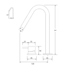 Waterevolution Flow 2-håls tvättställsblandare vit med hög V 120mm pip T1122VBR