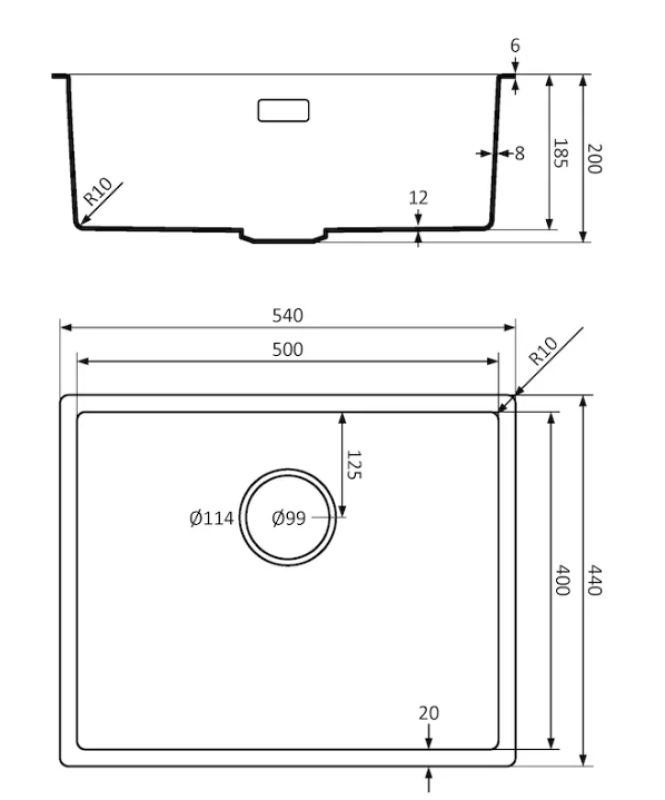 Lorreine 50BQ-FU svart Quartz diskho 50x40cm undermonterad planmonterad svart med svart korgventil 1208954002