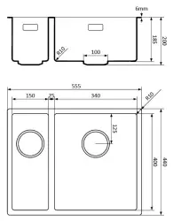 Lorreine 1534BQ-FU svart Quartz 1,5 en och en halv diskho 1534 cm underlimmad planlimmad svart med svart korgventil 1208954005
