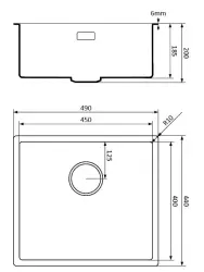 Lorreine svart kvarts diskho 45x40 cm undermonterad planmonterad svart med koppar korgventil 1208954020