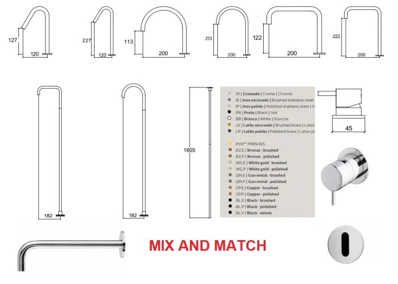 Waterevolution Flow 2-håls tvättställsblandare krom med låg U 113mm pip T1121U01