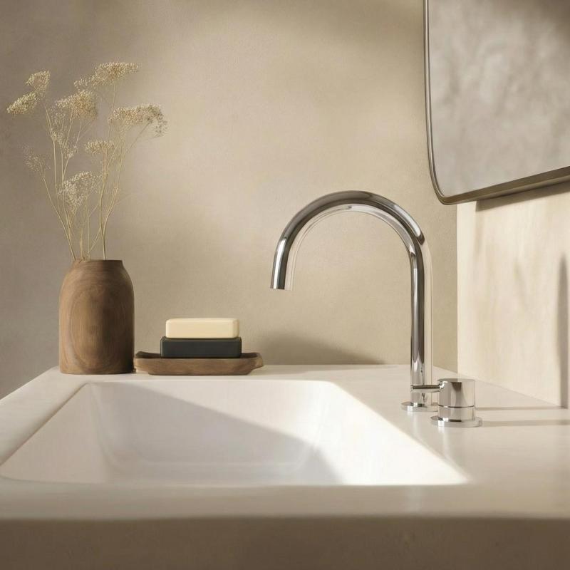 Waterevolution Flow 2-håls tvättställsblandare krom med låg U 113mm pip T1121U01