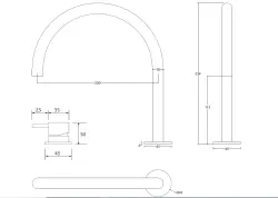 Waterevolution Flow 2-håls tvättställsblandare svart med låg U 113mm pip T1121UPR