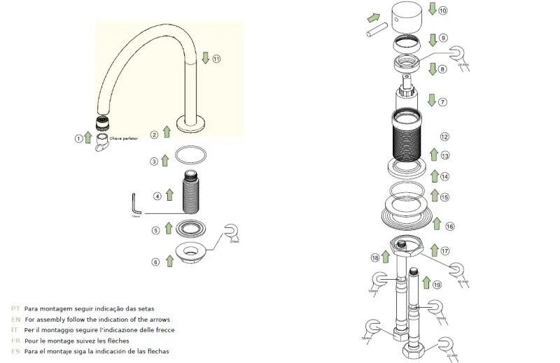 Waterevolution Flow 2-håls tvättställsblandare svart med låg U 113mm pip T1121UPR