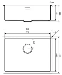 Lorreine svart kvartsdiskho 55x40 cm undermontering plan montering svart med gun metal korgventil 1208954043