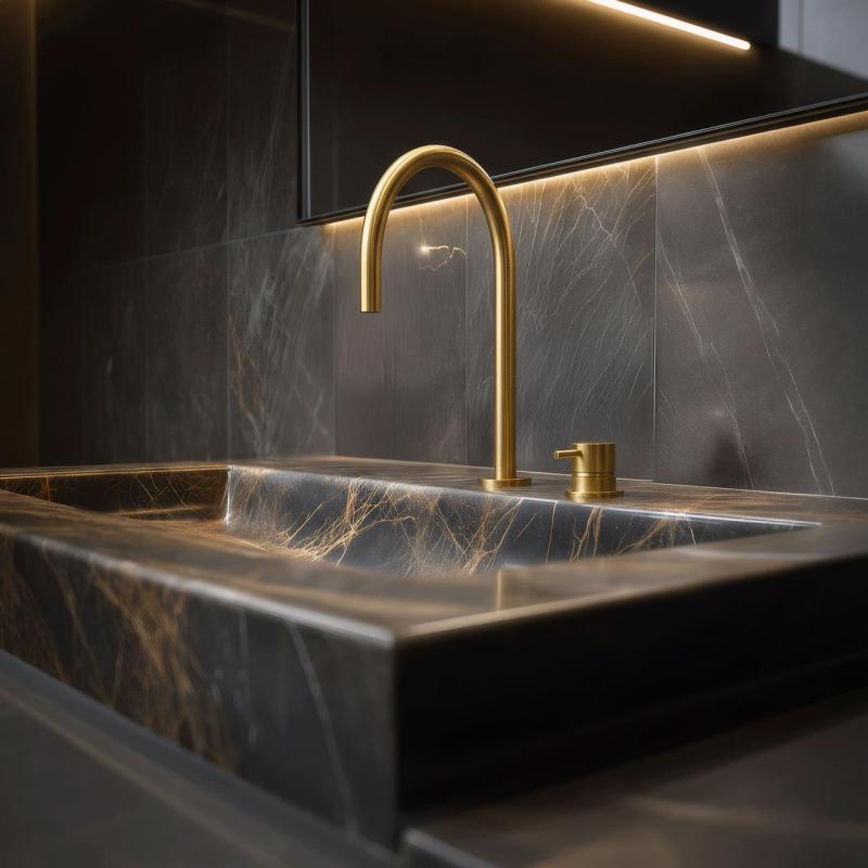 Waterevolution Flow 2-håls tvättställsblandare borstad mässing T1121ULE