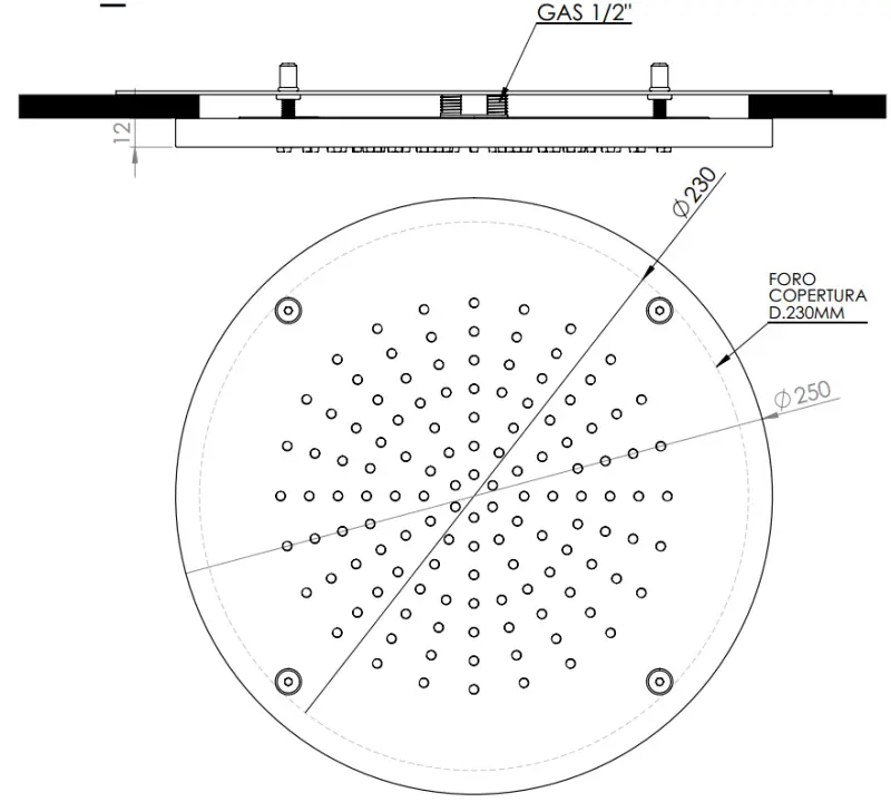 SB Rubinetterie matt vit corian solid surface inbyggd rund regndusch takduschhuvud 25 cm 1208954085