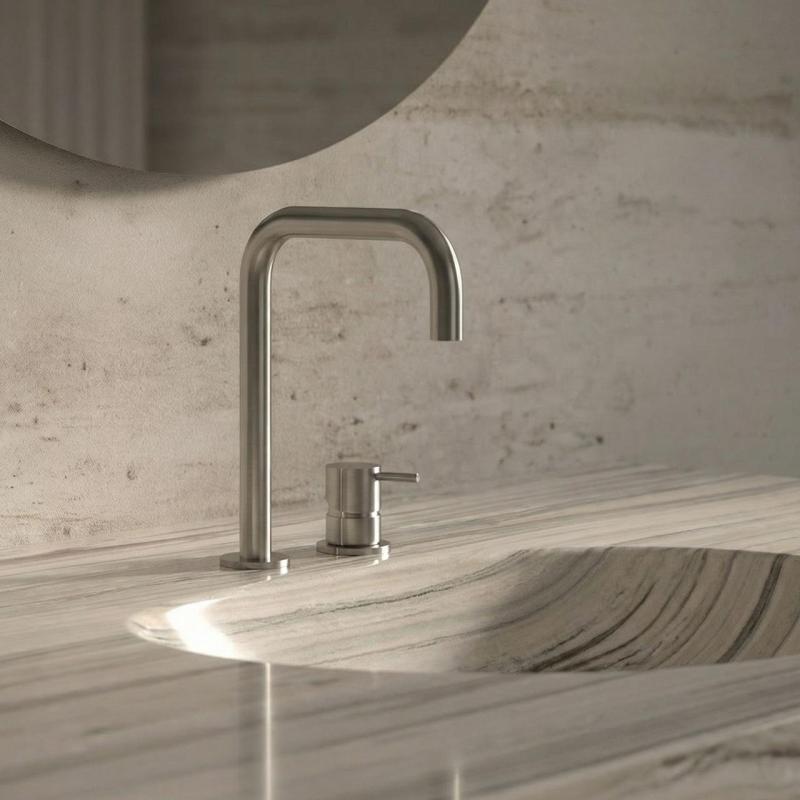 Waterevolution Flow 2-håls tvättställsblandare rostfritt stål T112HIE