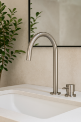 Waterevolution Flow 2-håls tvättställsblandare helt i rostfritt stål med hög U 200 mm utlopp T1122UIE