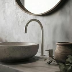 Waterevolution Flow 2-håls tvättställsblandare helt i rostfritt stål med hög U 200 mm utlopp T1122UIE