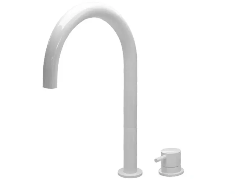 Waterevolution Flow 2-håls handfatsblandare vit med hög U 200 mm utlopp T1122UBR