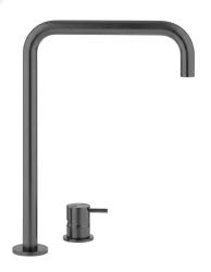 Waterrevolution Flow 2-håls tvättställsblandare hög pip 222 PVD Gun Metal T122HGME
