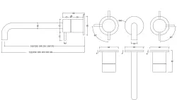 Waterevolution Flow 3-håls inbyggd tvättställsblandare matt vit med 10 cm pip T1163FBR-10