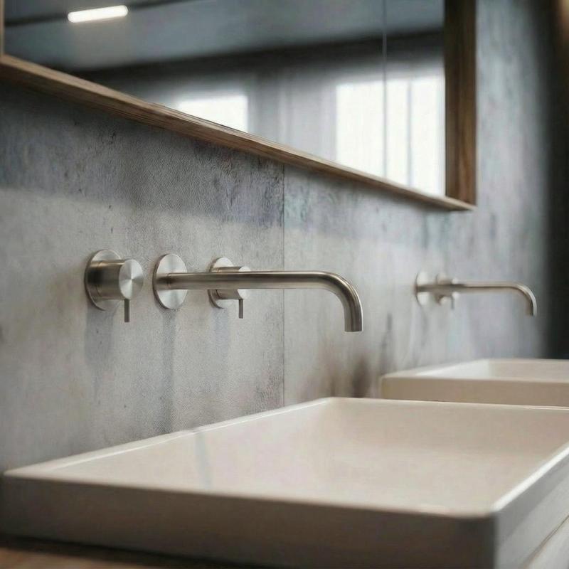 Waterevolution Flow 3-håls undermonterad tvättställsblandare helt i rostfritt stål med 21 cm långt utlopp T1163FIE-21