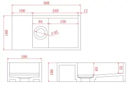 Solid-S Fontän i solid surface, matt svart, B36xD18xH10 cm, med lock, vänstermodell utan kranhål, 1208954157