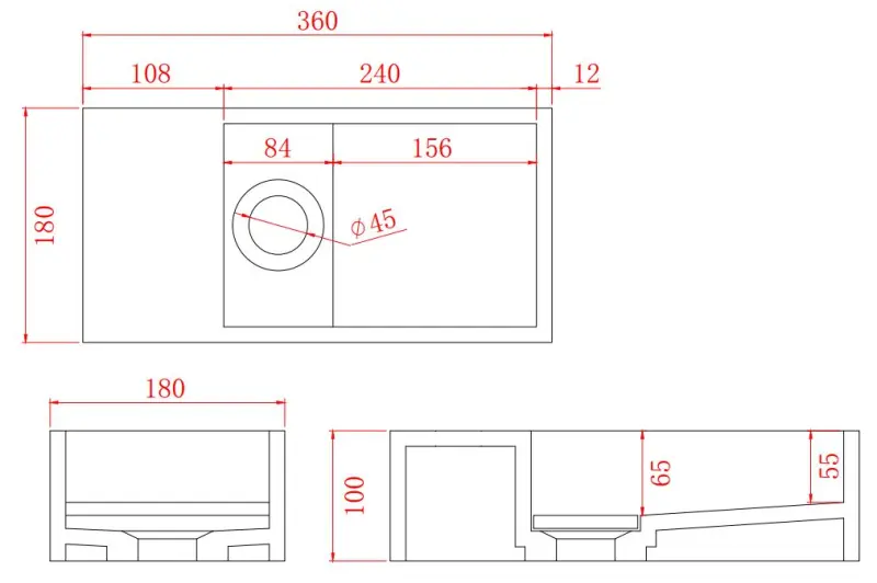 Solid-S Fontän i solid surface, matt svart, B36xD18xH10 cm, med lock, vänstermodell utan kranhål, 1208954157