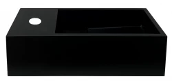 Solid-S Fontän i solid surface, matt svart, B36xD18xH10 cm, med lock, vänstermodell med kranhål 1208954158