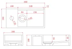 Solid-S Fontän i solid surface, matt svart, B36xD18xH10 cm, med lock, vänstermodell med kranhål 1208954158