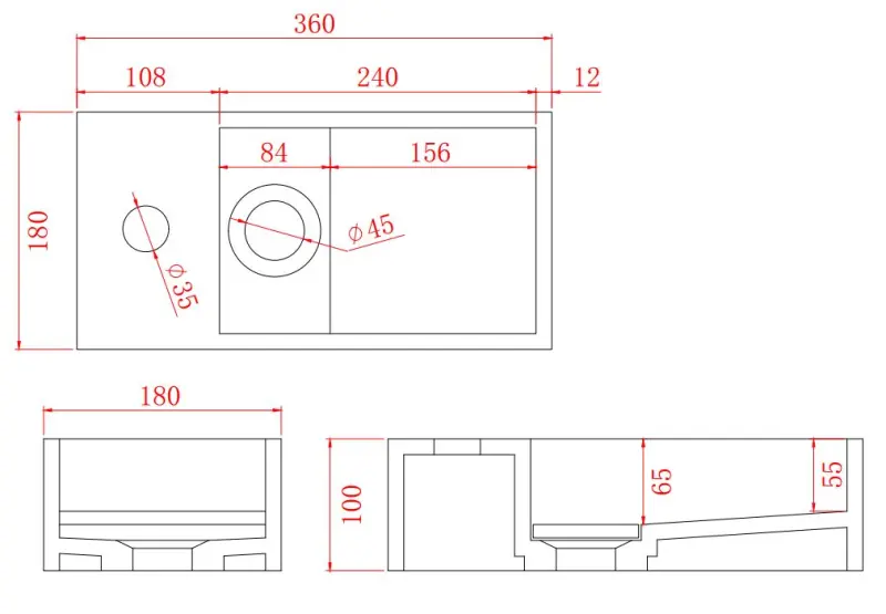 Solid-S Fontän i solid surface, matt svart, B36xD18xH10 cm, med lock, vänstermodell med kranhål 1208954158