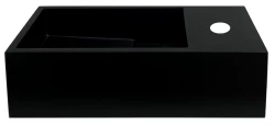 Solid-S Fontän i solid surface, matt svart, B36xD18xH10 cm, med lock, högermodell med kranhål 1208954163