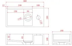 Solid-S Fontän i solid surface, matt svart, B36xD18xH10 cm, med lock, högermodell med kranhål 1208954163