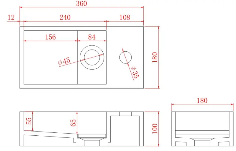 Solid-S Fontän i solid surface, matt svart, B36xD18xH10 cm, med lock, högermodell med kranhål 1208954163