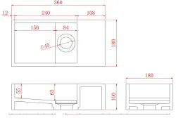 Solid-S Fontän i solid surface, matt svart, B36xD18xH10 cm, med lock, högermodell utan kranhål, 1208954164