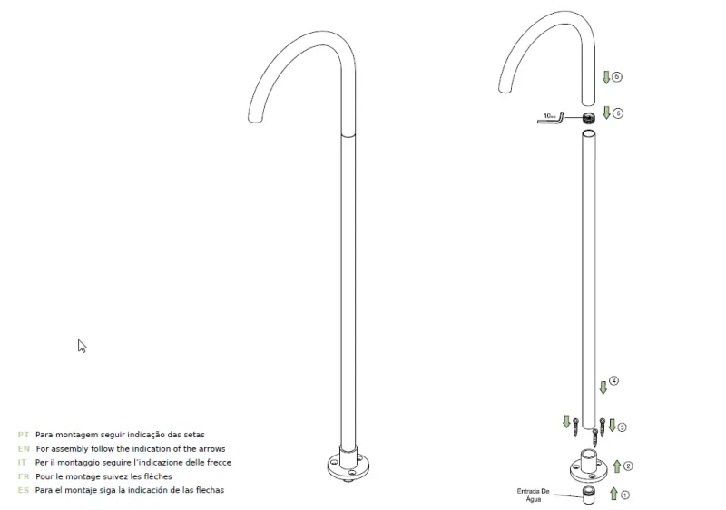 Waterevolution Flow fristående tvättställsblandare med pip Borstad Mässing T1677LE