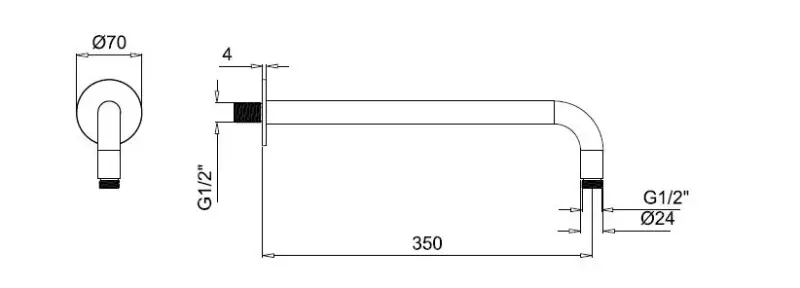 SB Round Duschset borstad mässing PVD infälld komplett