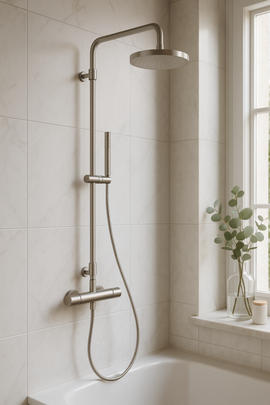 Waterevolution Flow duschset med termostat och regndusch helt i rostfritt stål T141TIE