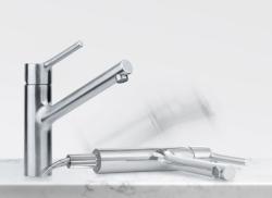 Franke Taros Neo massiv rostfritt stål låg köksblandare med svängbar pip inox 115.0596.320
